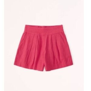 Abercrombie & Fitch Ultra High Rise Linen-Blend Pull-On Shorts Pink Size M